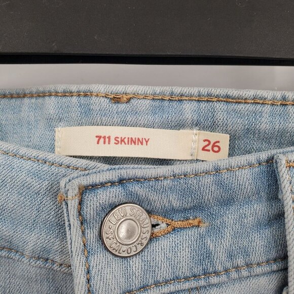 Levi's 711 Skinny Jeans Denim Pants Women Size 26 NWT Light Blue Wash Raw Hem - Picture 5 of 14